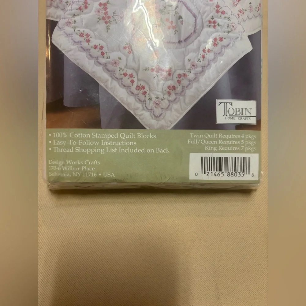 NEW‎ TOBIN STAMPED FOR EMBROIDERY LILAC HEARTS QUILT BLOCKS